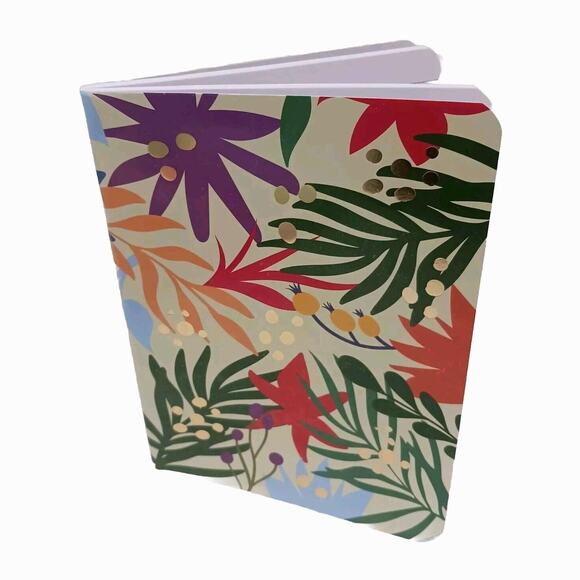 Notebook Journal FLORAL GOLD LEAF Tropical Lined Pages Composition Stationary - Picture 5 of 13